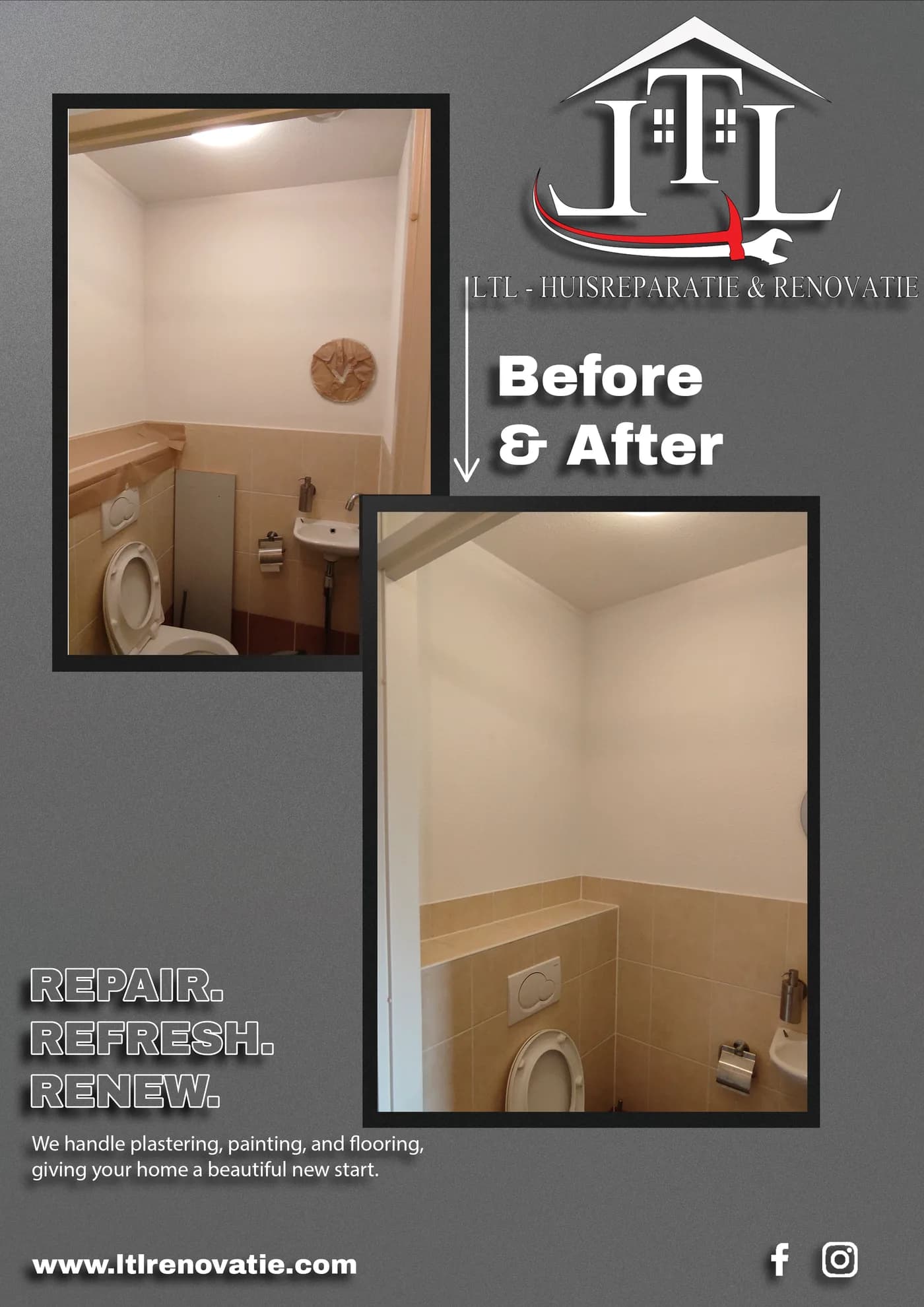 Voor en na 6 van 13, Complete wandvernieuwing in Utrecht door LTL Huisreparatie & Renovatie