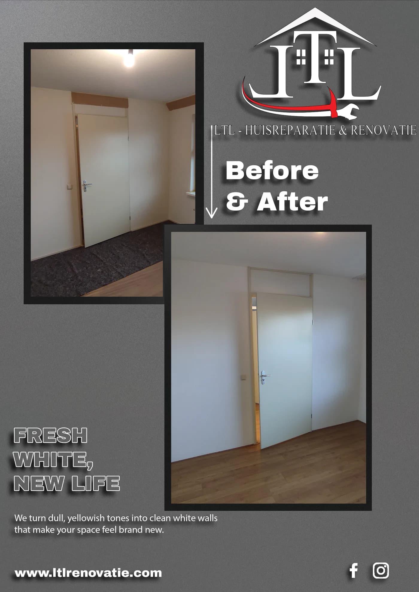 Voor en na 13 van 13, Complete wandvernieuwing in Utrecht door LTL Huisreparatie & Renovatie