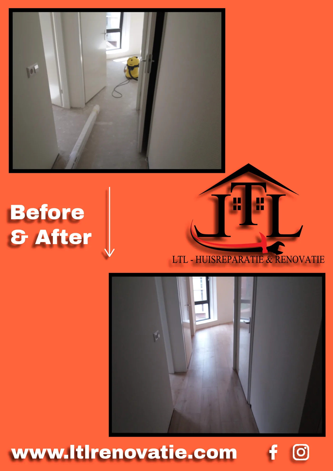 Voor en na 4 van 7, Laminaatvloer appartement in Amsterdam door LTL Huisreparatie & Renovatie