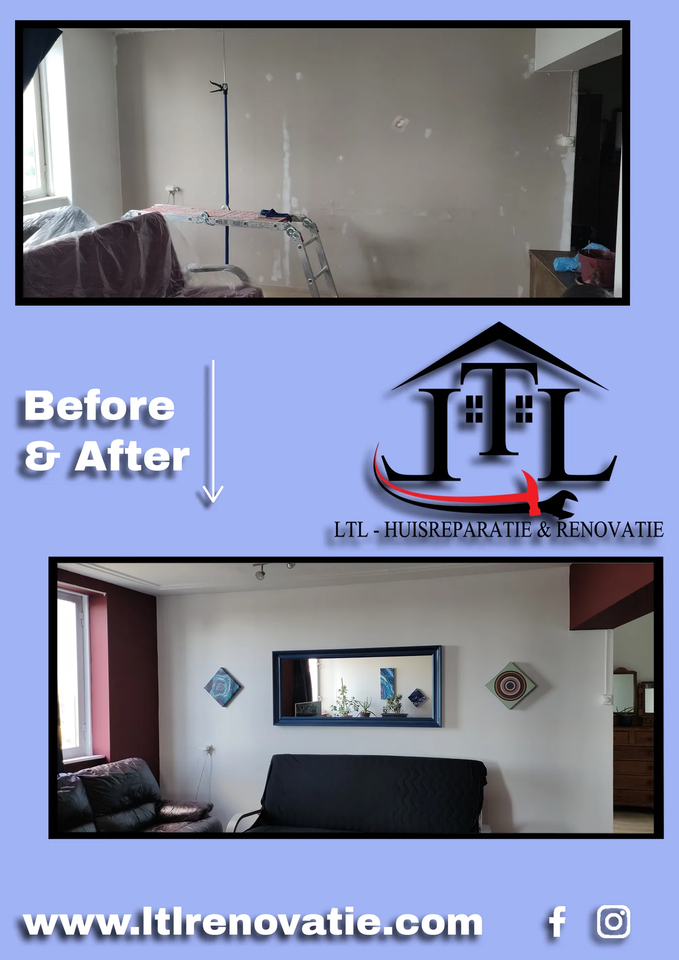 Voor en na 3 van 14, Complete interieurrenovatie in Amsterdam door LTL Huisreparatie & Renovatie