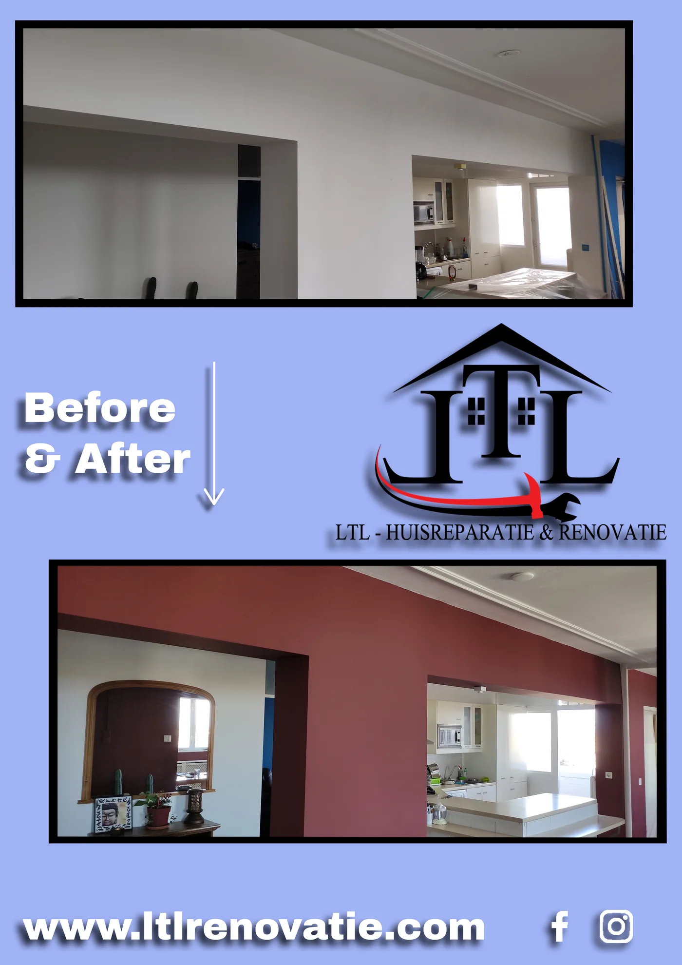 Voor en na 5 van 14, Complete interieurrenovatie in Amsterdam door LTL Huisreparatie & Renovatie