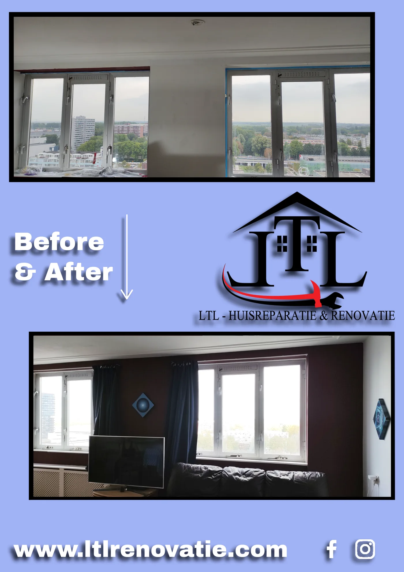 Voor en na 6 van 14, Complete interieurrenovatie in Amsterdam door LTL Huisreparatie & Renovatie