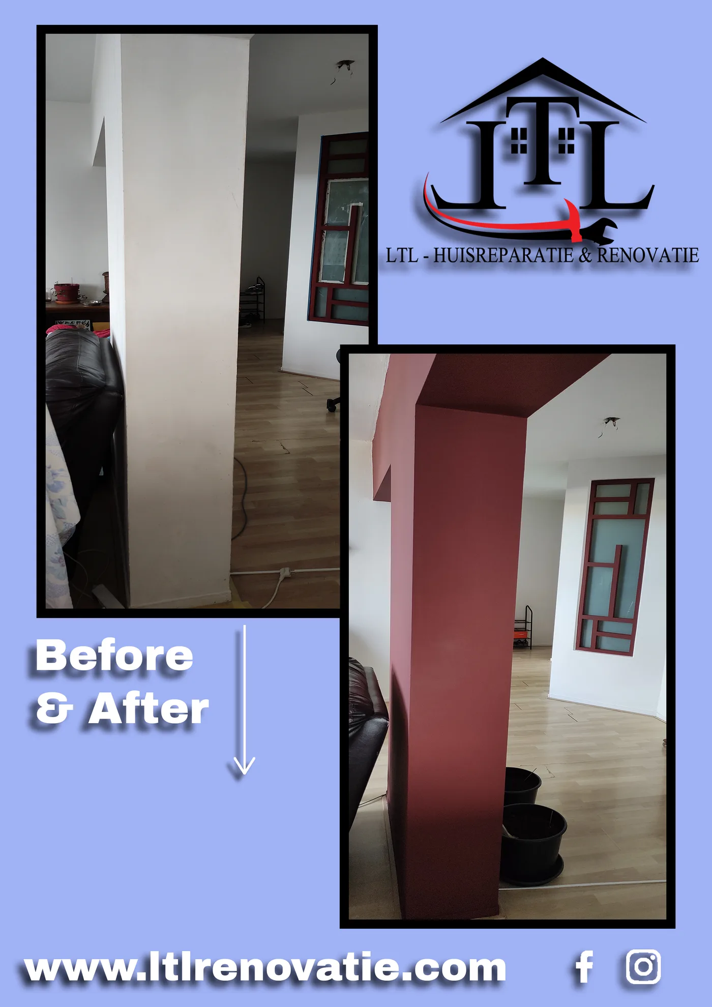 Voor en na 11 van 14, Complete interieurrenovatie in Amsterdam door LTL Huisreparatie & Renovatie