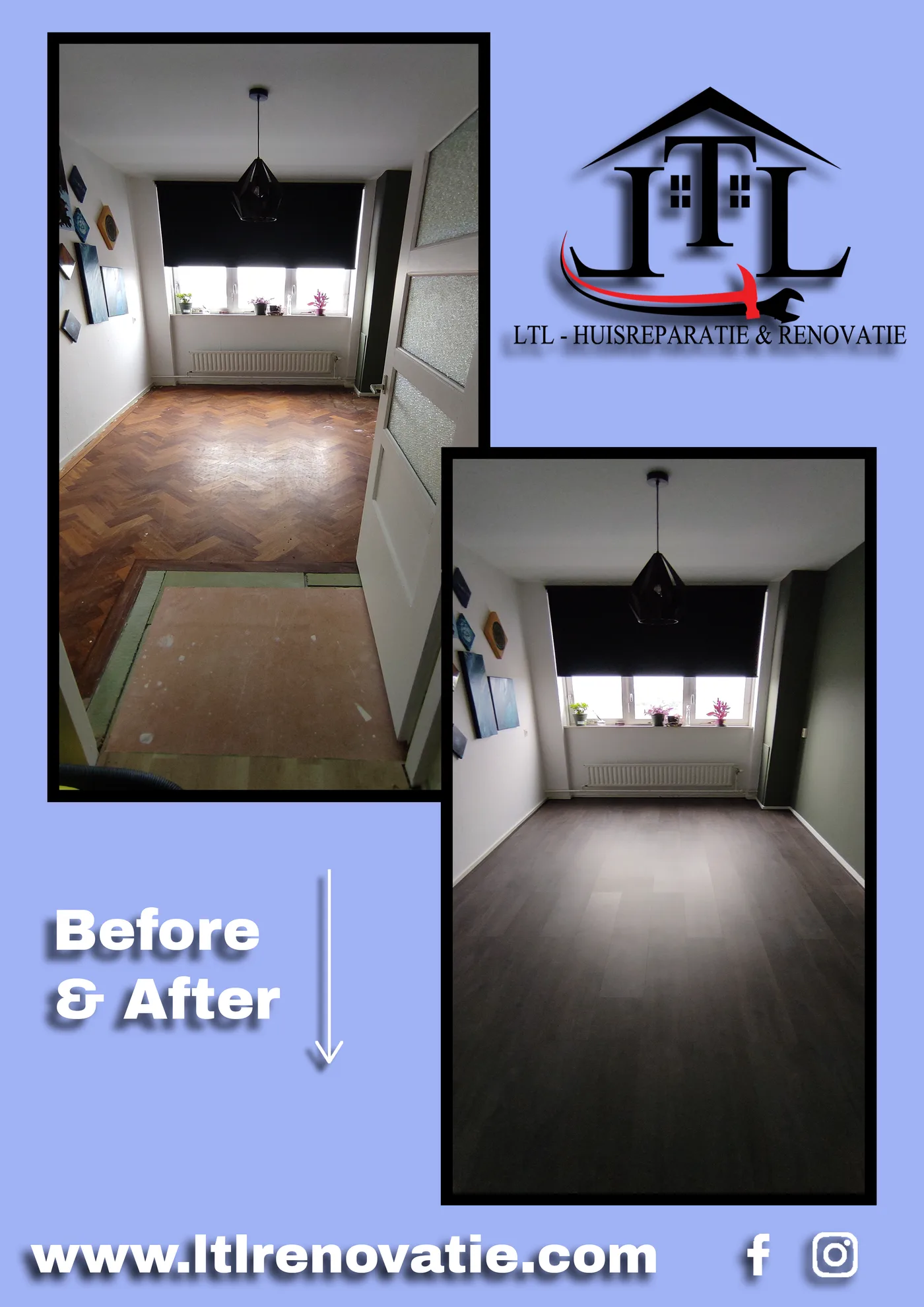 Voor en na 14 van 14, Complete interieurrenovatie in Amsterdam door LTL Huisreparatie & Renovatie