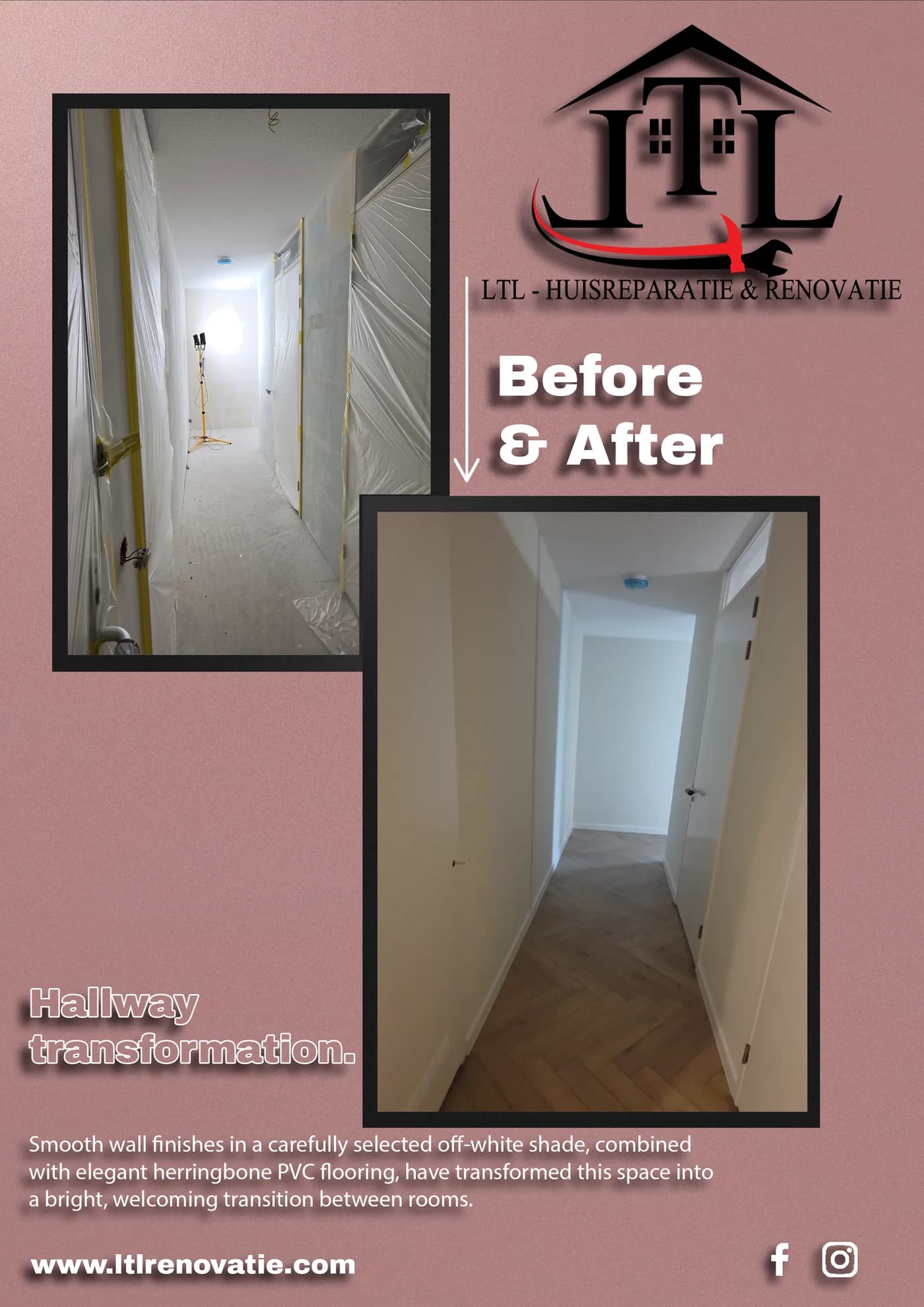 Voor en na 1 van 7, Interieurrenovatie en PVC-vloeren in Den Haag door LTL Huisreparatie & Renovatie