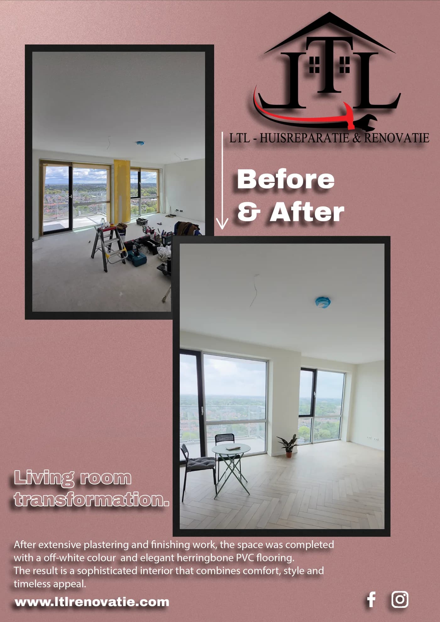 Voor en na 4 van 7, Interieurrenovatie en PVC-vloeren in Den Haag door LTL Huisreparatie & Renovatie