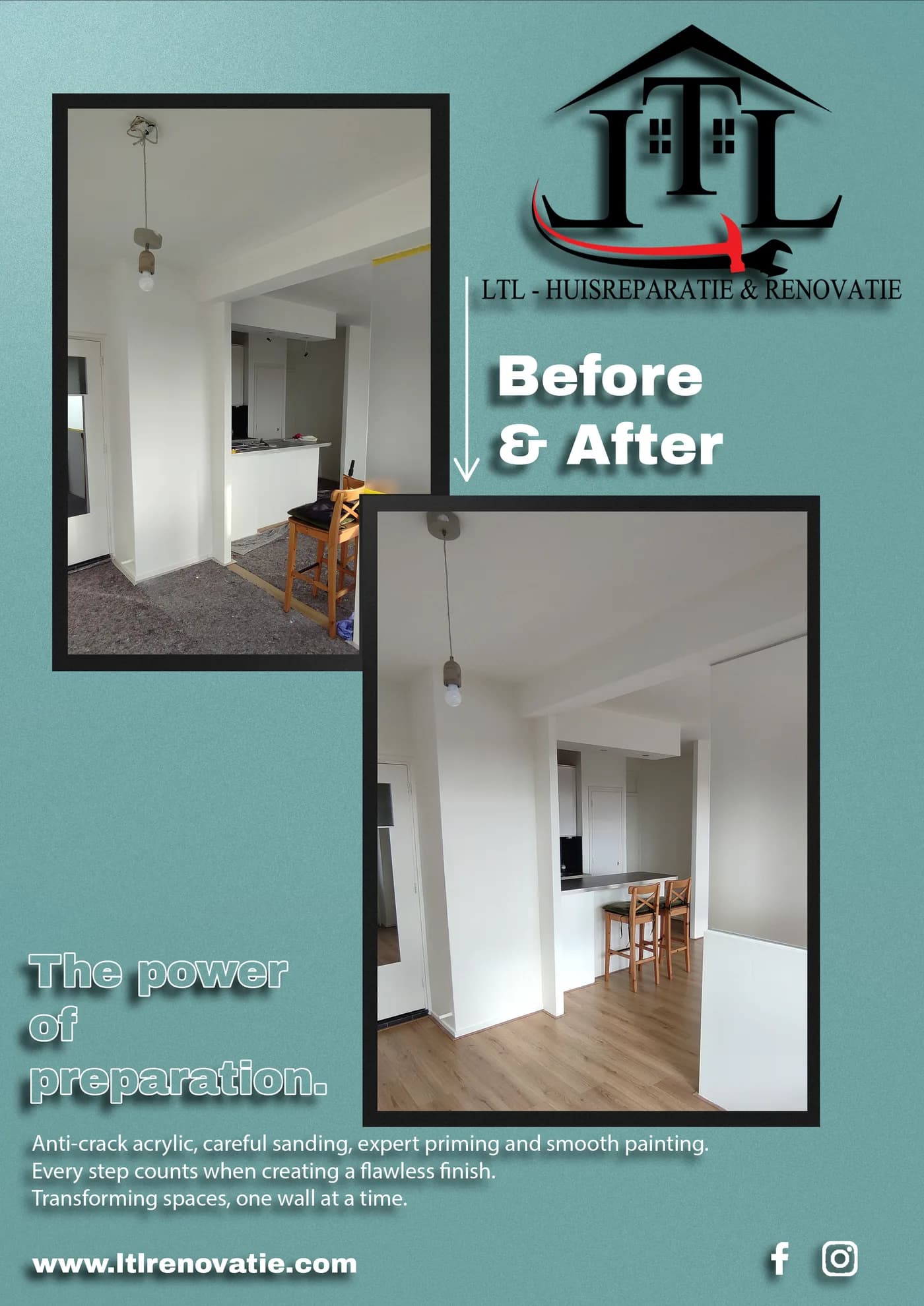 Voor en na 4 van 7, Interieurverfrissing en tegelverf badkamer in Amsterdam door LTL Huisreparatie & Renovatie