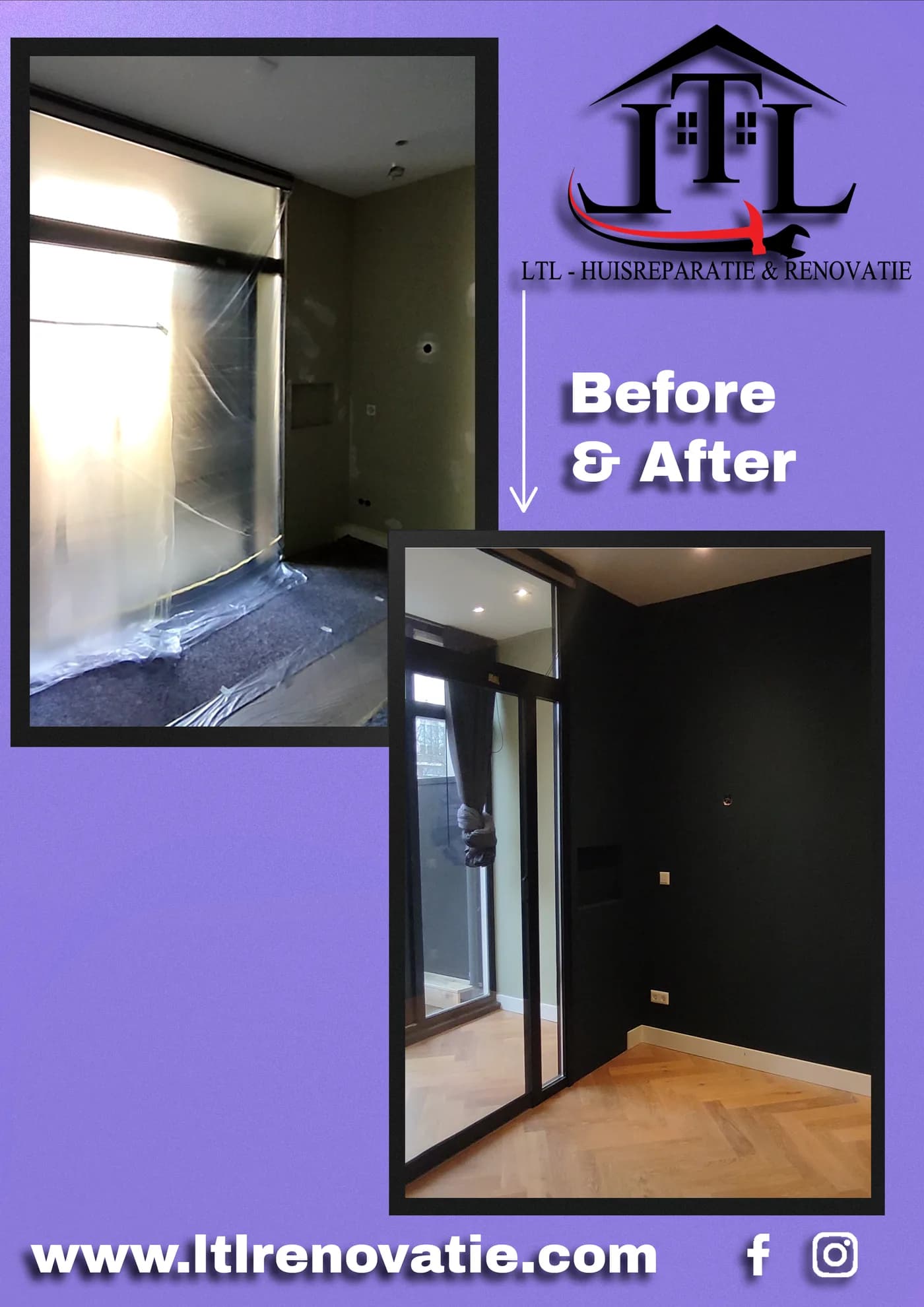 Voor en na 2 van 6, Interieurverfrissing en houten vloer restauratie in Amsterdam door LTL Huisreparatie & Renovatie