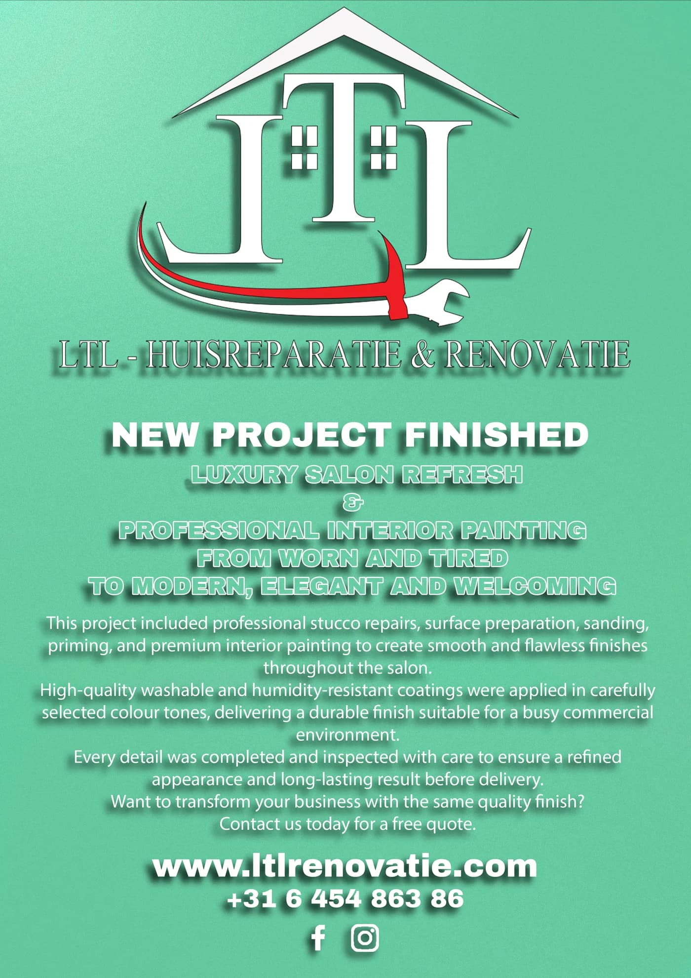 Intro renovatieproject Salonrenovatie en interieurschilderwerk in Zandvoort, voor en na door LTL Huisreparatie & Renovatie