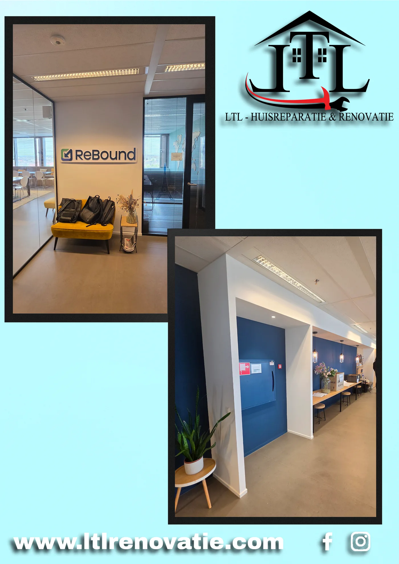 Voor en na 14 van 17, Kantoor wandherstel en schilderwerk in Utrecht door LTL Huisreparatie & Renovatie