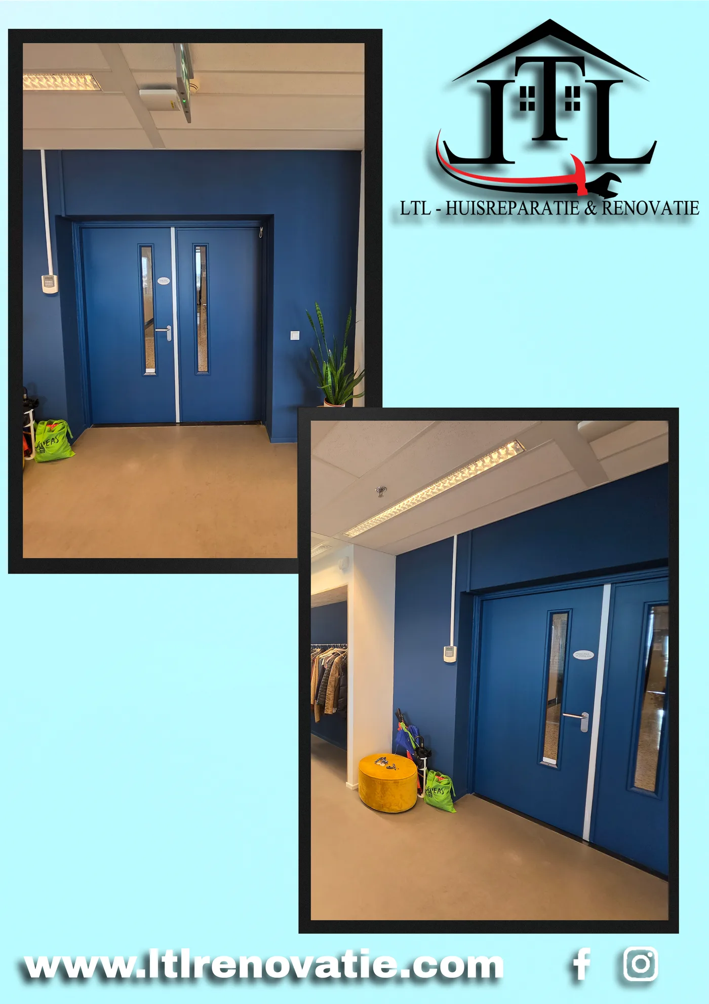 Voor en na 15 van 17, Kantoor wandherstel en schilderwerk in Utrecht door LTL Huisreparatie & Renovatie