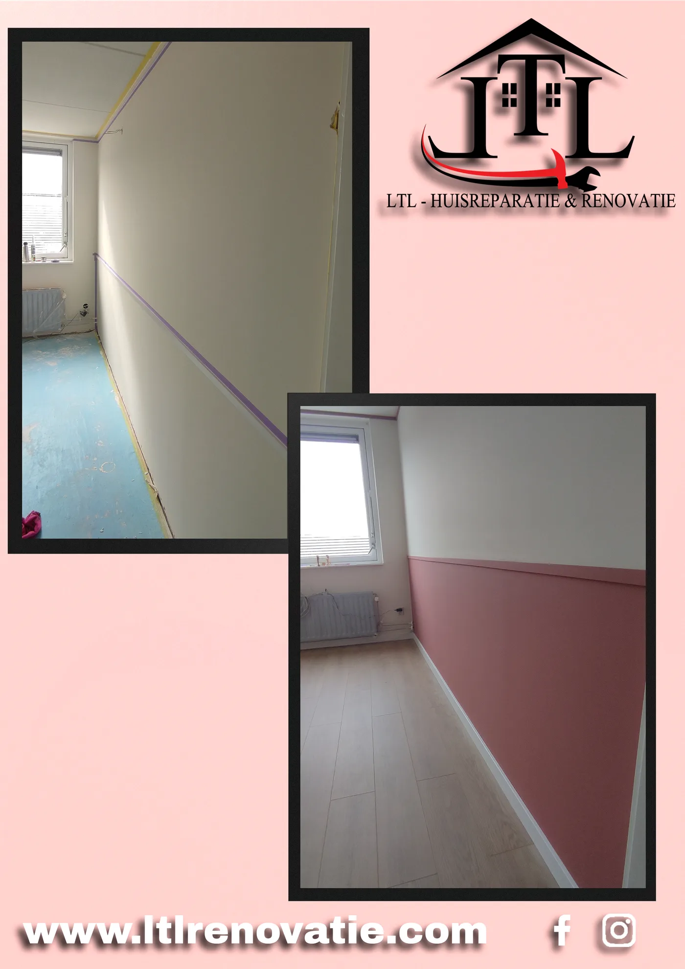 Voor en na 2 van 4, Kinderkamer renovatie met laminaat in Almere door LTL Huisreparatie & Renovatie
