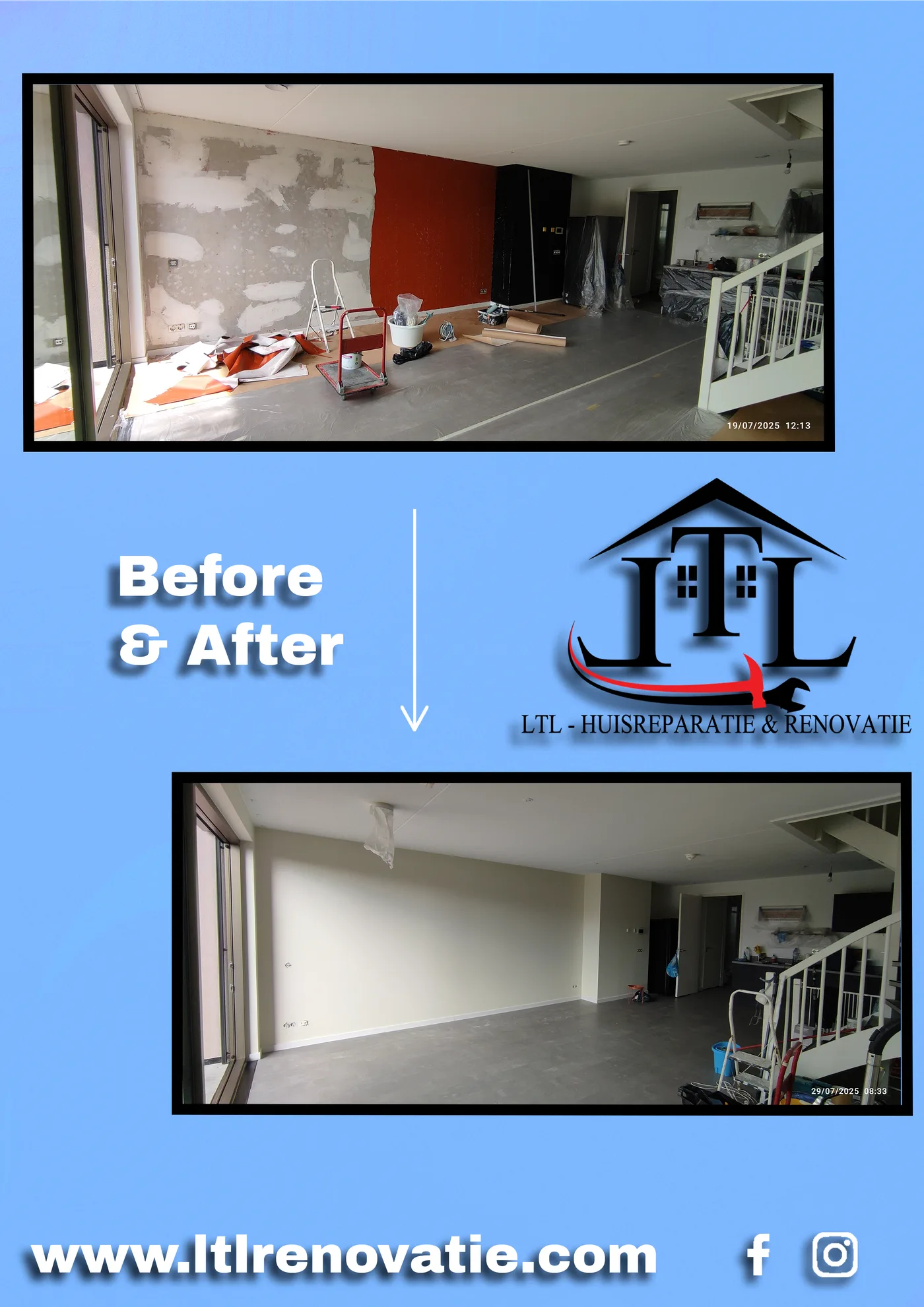 Voor en na 2 van 6, Complete interieurrenovatie in Utrecht door LTL Huisreparatie & Renovatie