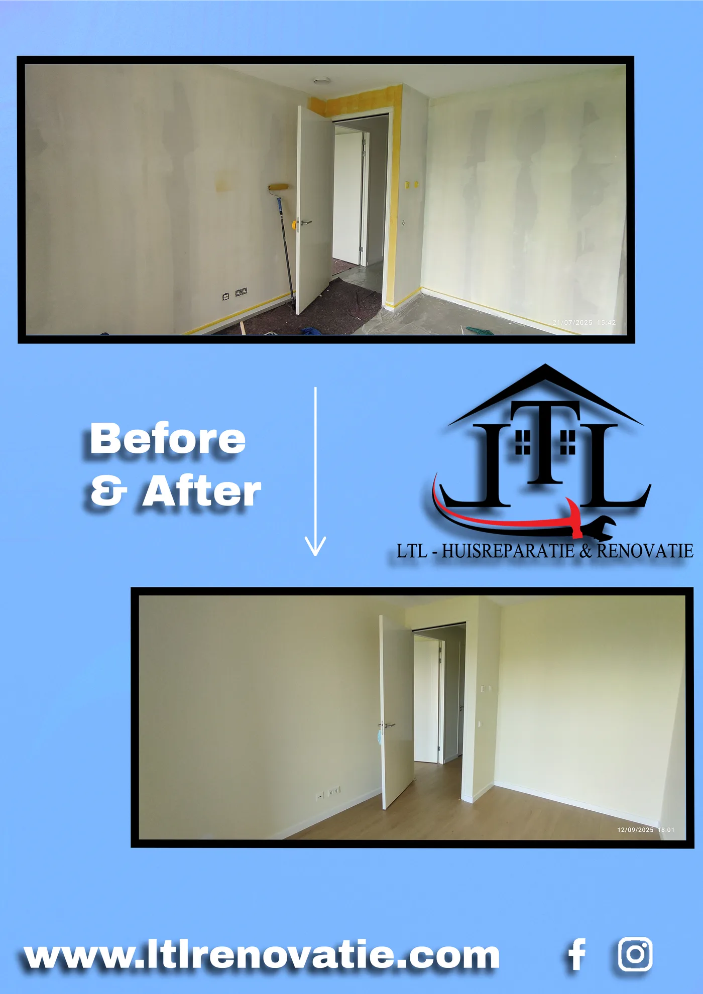 Voor en na 5 van 6, Complete interieurrenovatie in Utrecht door LTL Huisreparatie & Renovatie