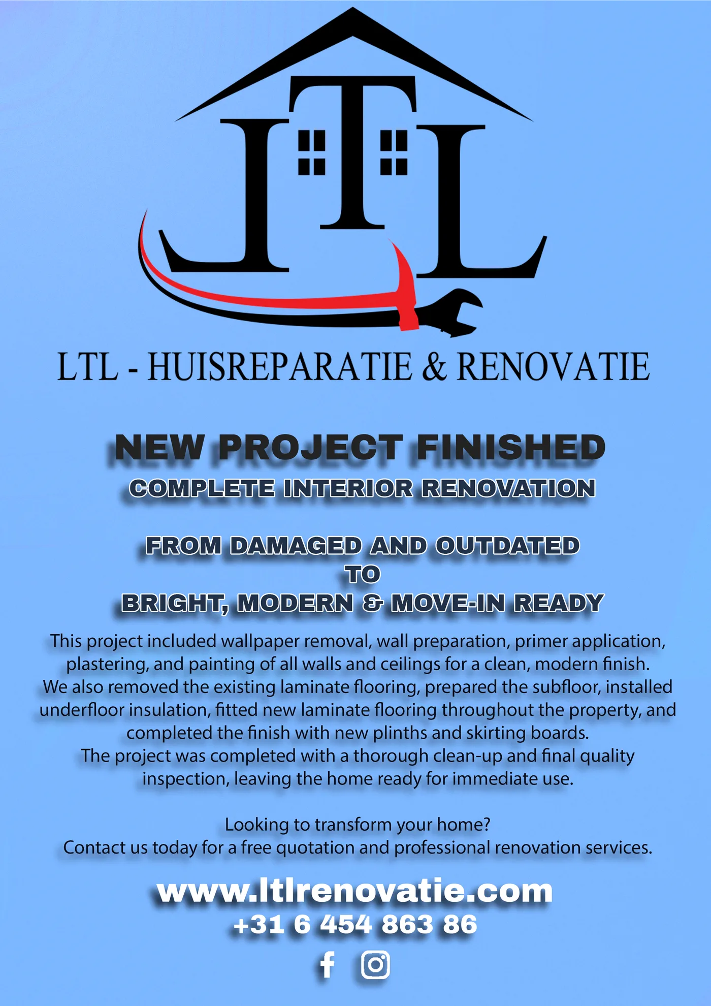 Intro renovatieproject Complete interieurrenovatie in Utrecht, voor en na door LTL Huisreparatie & Renovatie